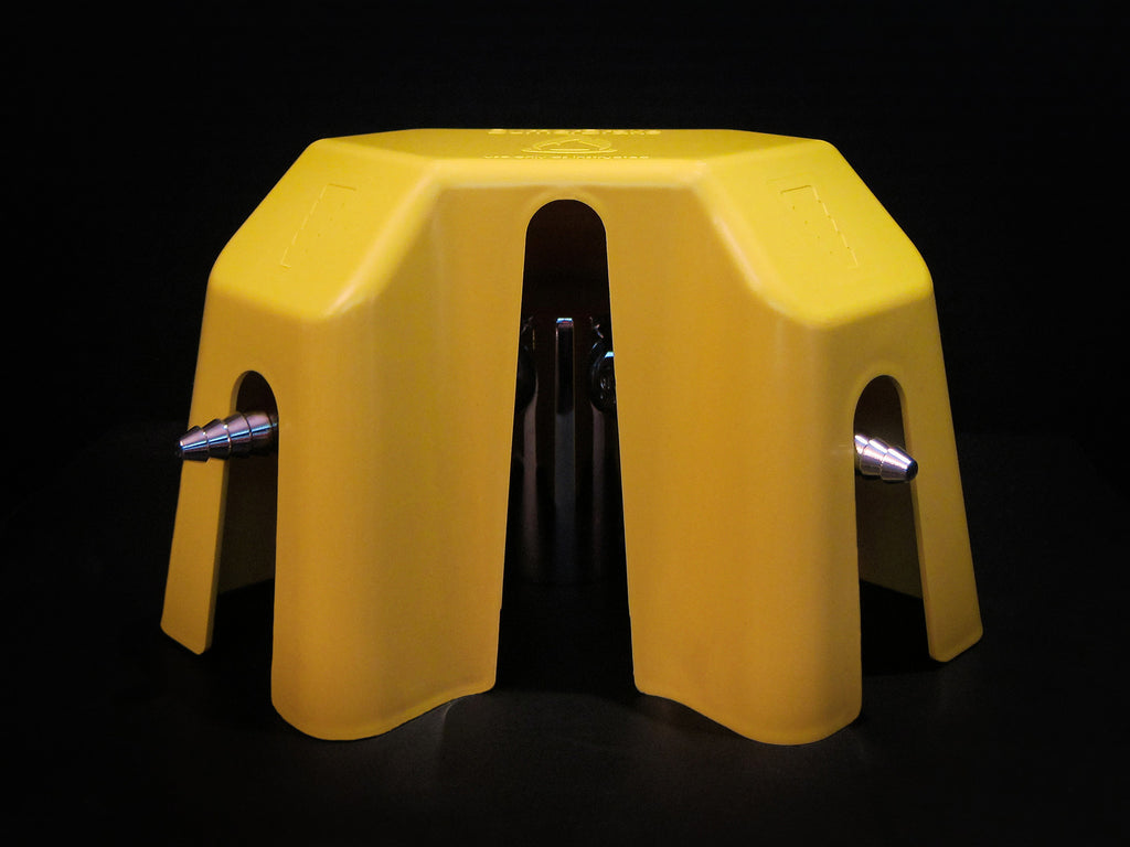 Burner Brake on a counter-mounted fixture
